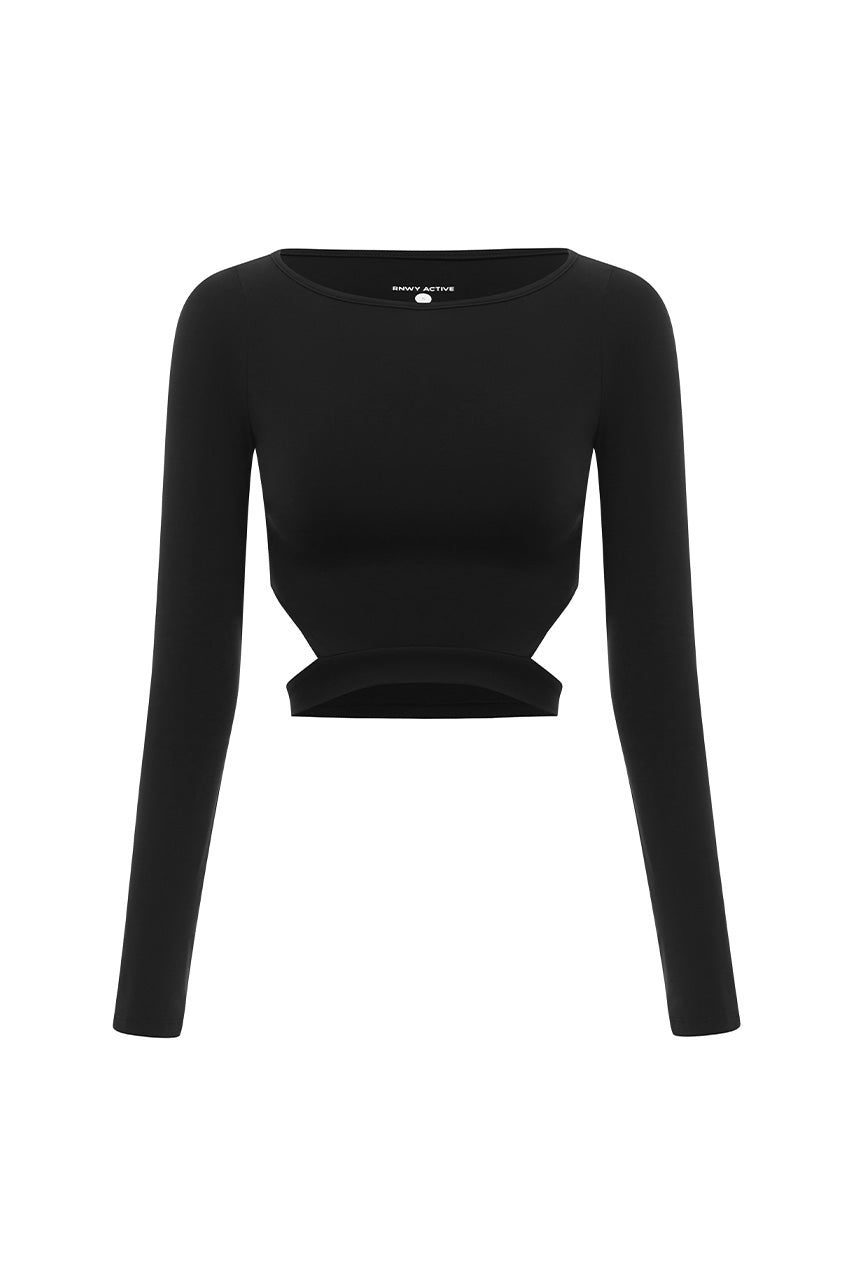 SJANA LONG SLEEVE TIE TOP - BLACK - SJANALONGSLEEVETIETOP-BLACK-0