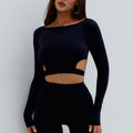 SJANA LONG SLEEVE TIE TOP - BLACK
