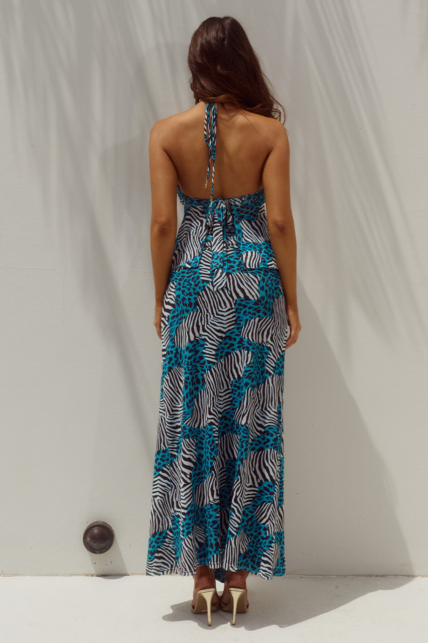 SKYLAR RUCHED MAXI SKIRT - DANTE TEAL