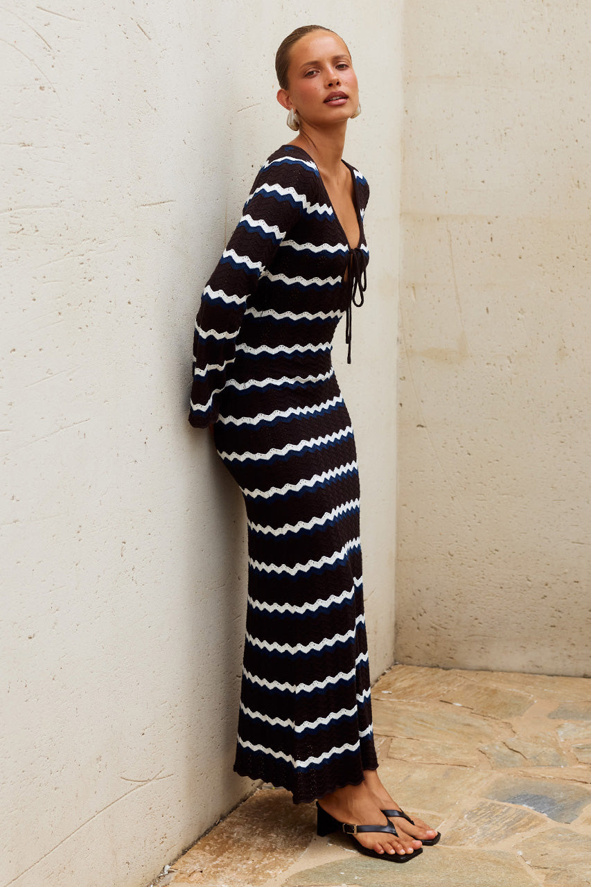 SOFIA LONG SLEEVE KNIT MAXI DRESS - CHOCOLATE/BLUE/WHITE - SOFIALONGSLEEVEKNITMAXIDRESS-CHOCOLATE_BLUE_WHITE-01