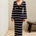 SOFIA LONG SLEEVE KNIT MAXI DRESS - CHOCOLATE/BLUE/WHITE
