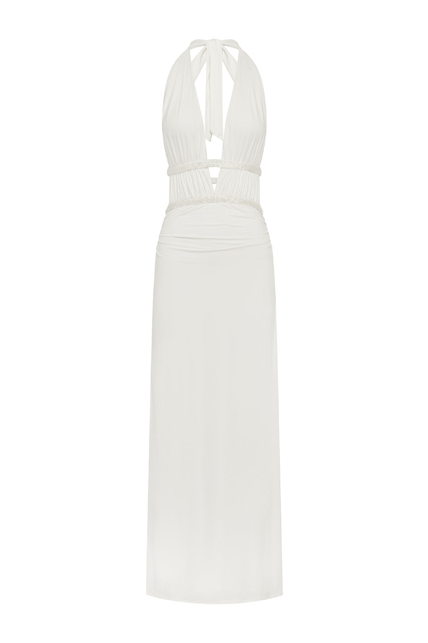 SONEVA HALTER LOW PLUNGE MAXI DRESS - WHITE - SONEVAHALTERLOWPLUNGEMAXIDRESS-WHITE_55f84d3d-ea9b-4c50-8817-b92872981ef3