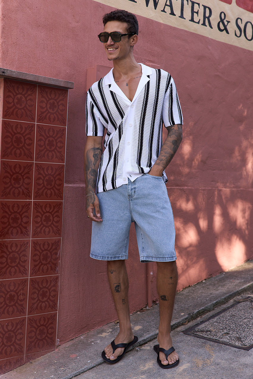 SOPER SHORT SLEEVE KNIT TOP - WHITE/BLACK - SOPERKNITTOPWHITE_BLACK-2