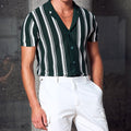 SOPER SHORT SLEEVE KNIT TOP - FOREST GREEN/WHITE