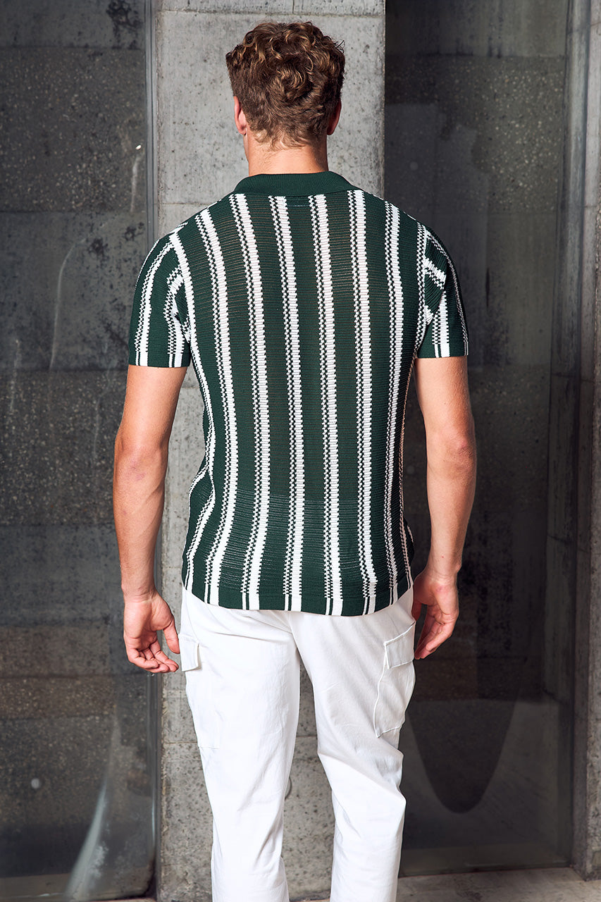 SOPER SHORT SLEEVE KNIT TOP - FOREST GREEN/WHITE - SOPERSHORTSLEEVEKNITTOP-FORESTGREEN_WHITE-3