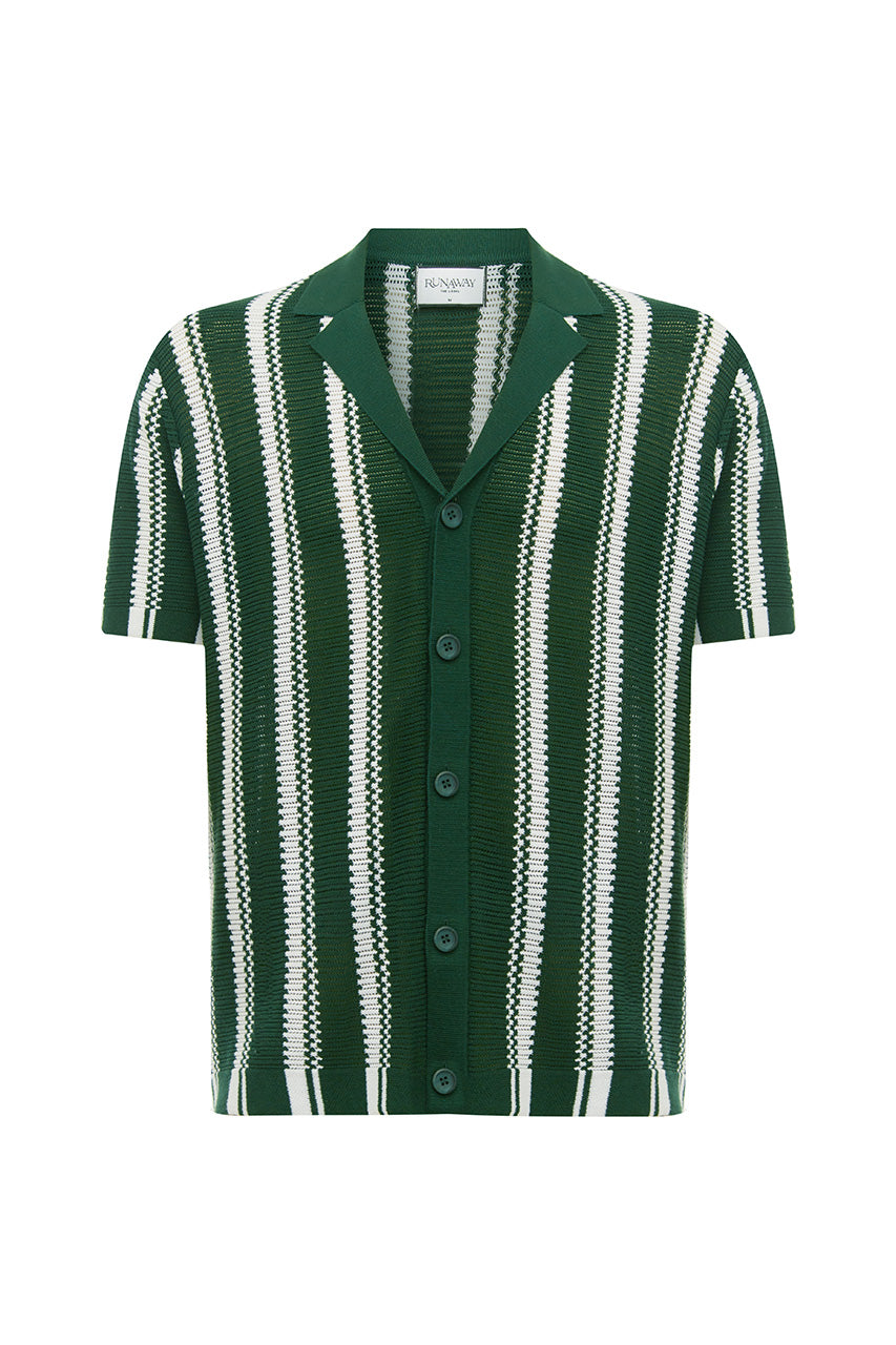 SOPER SHORT SLEEVE KNIT TOP - FOREST GREEN/WHITE - SOPERSHORTSLEEVEKNITTOP-FORESTGREEN_WHITE-4