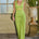 SOPHIA V-NECK LACE TRIM MAXI DRESS - PALM