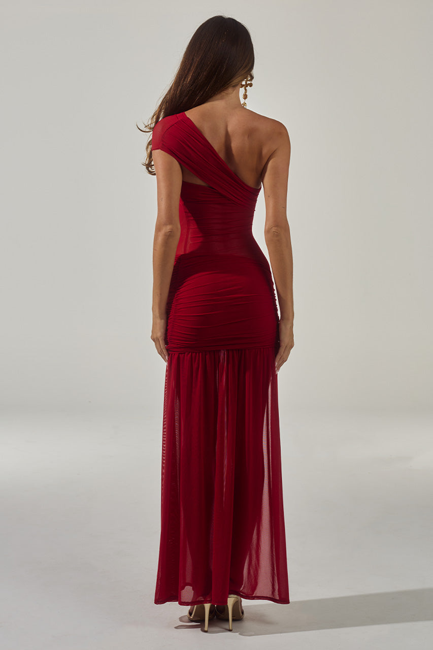 SORELLI ONE SHOULDER MINI DRESS - RED - SORELLIONESHOULDERMINIDRESS-RED-3