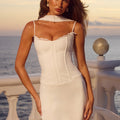 STARLA BUSTIER SCARF MINI DRESS - WHITE