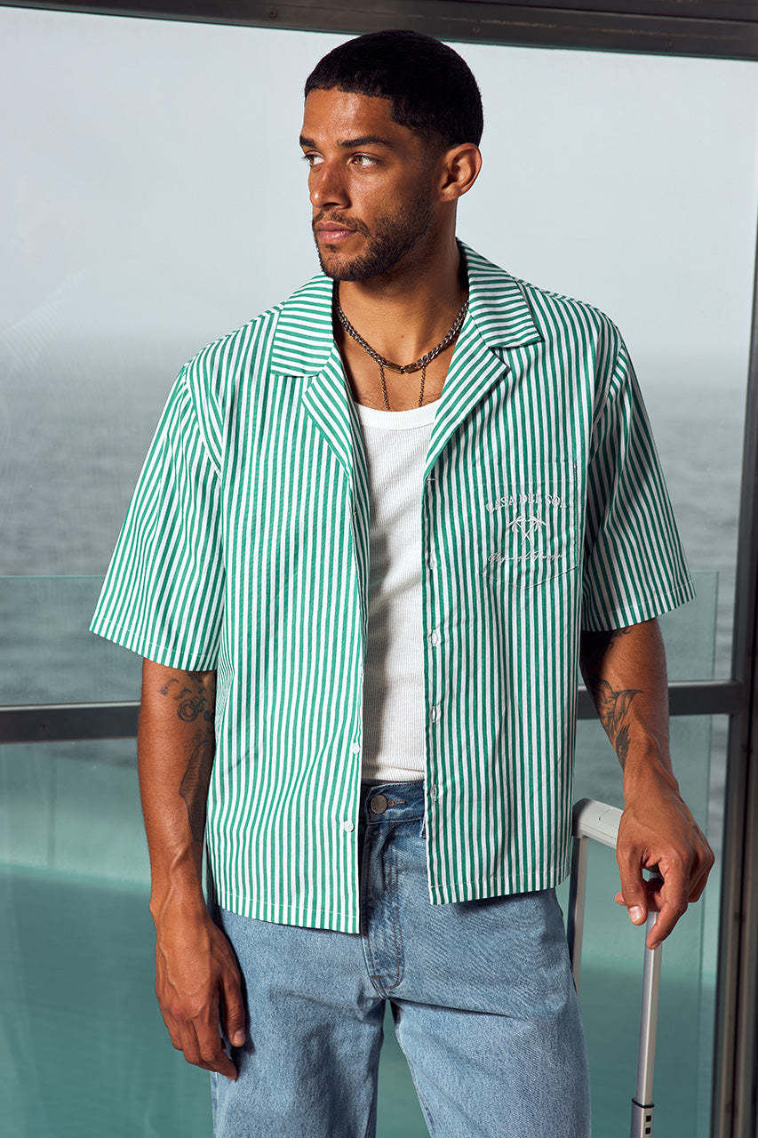 SYLAS SHORT SLEEVE SHIRT - GREEN STRIPE - SYLASSHORTSLEEVESHIRT-GREENSTRIPE_-2