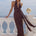 SYLVIE PLUNGE V-NECK MAXI DRESS - BITTER CHOCOLATE