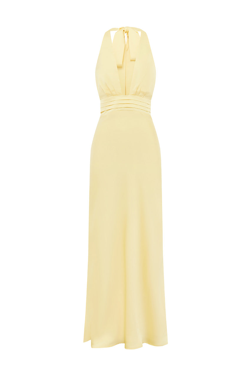 SYLVIE PLUNGE V-NECK MAXI DRESS - BUTTERMILK - SYLVIEPLUNGEV-NECKMAXIDRESS-BUTTERMILK