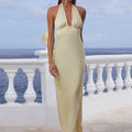 SYLVIE PLUNGE V-NECK MAXI DRESS - BUTTERMILK