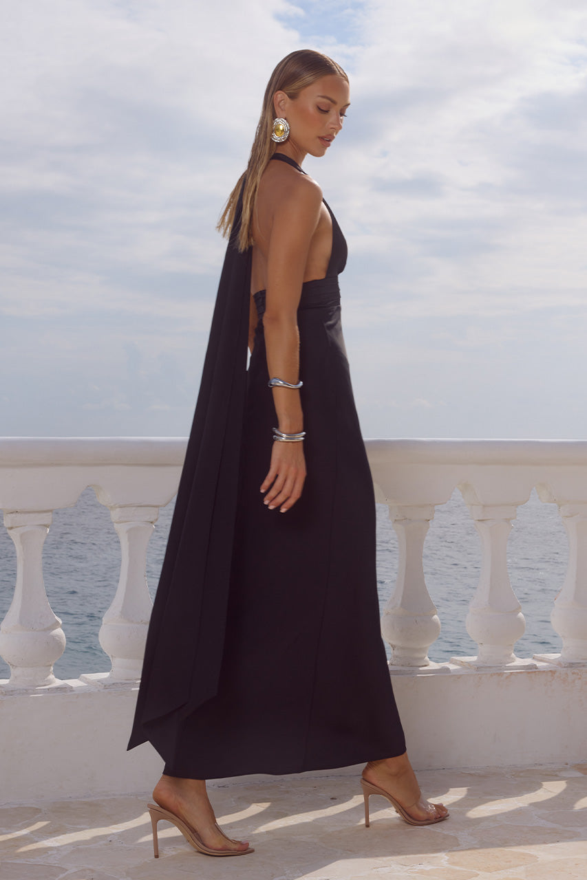 SYLVIE PLUNGE V-NECK MAXI DRESS - NOIR - SYLVIEPLUNGEV-NECKMAXIDRESS-NOIR_4