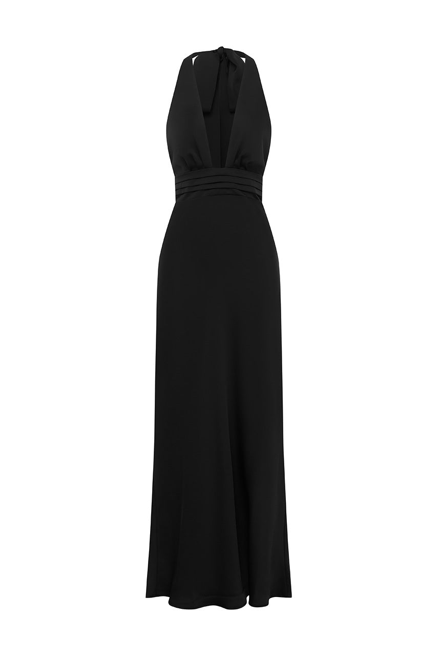 SYLVIE PLUNGE V-NECK MAXI DRESS - NOIR - SYLVIEPLUNGEV-NECKMAXIDRESS-NOIR_8