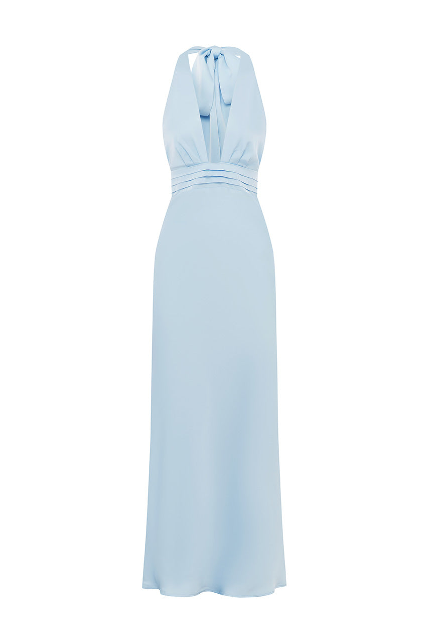 SYLVIE PLUNGE V-NECK MAXI DRESS - SKY BLUE - SYLVIEPLUNGEV-NECKMAXIDRESS-SKYBLUE