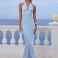 SYLVIE PLUNGE V-NECK MAXI DRESS - SKY BLUE