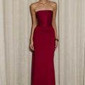 TALEAH STRAPLESS CORSET MAXI DRESS - CHERRY