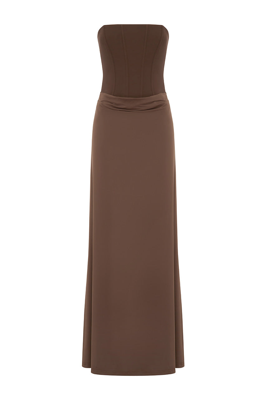 TALEAH STRAPLESS CORSET MAXI DRESS - ESPRESSO - TALEAHSTRAPLESSCORSETMAXIDRESS-ESPRESSO-1