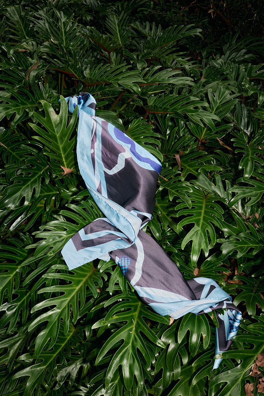 TANAH HEAD SCARF - MILONI CHOC/BLUE - TANAHHEADSCARF-MILONICHOC_BLUE