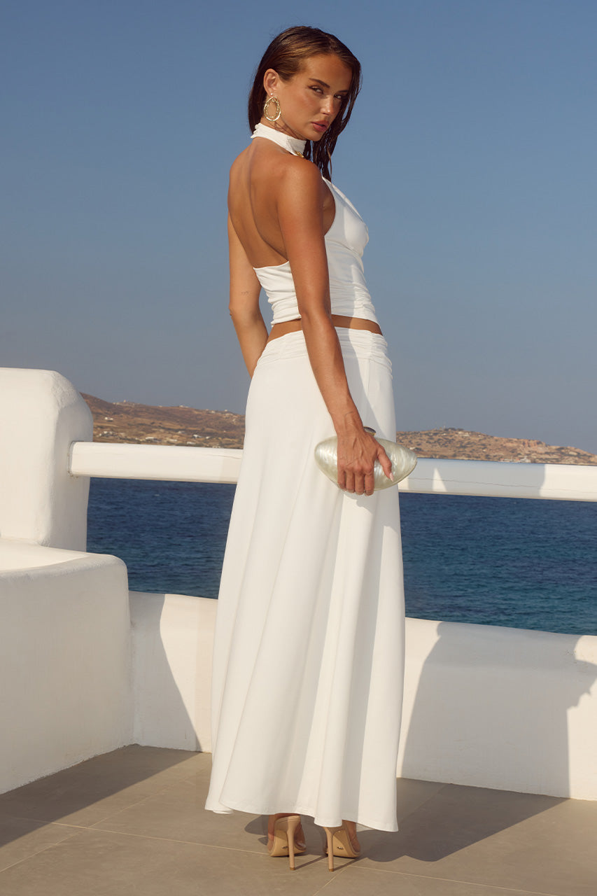TARA SIDE SPLIT MAXI SKIRT - WHITE - TARAHALTERCOWLTOPXTARASIDESPLITMAXISKIRT-WHITE_1