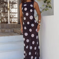 TERA HIGH NECK MAXI DRESS - BLACK/WHITE POLKA