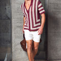 THEO KNIT  SHIRT - WINE/SAND