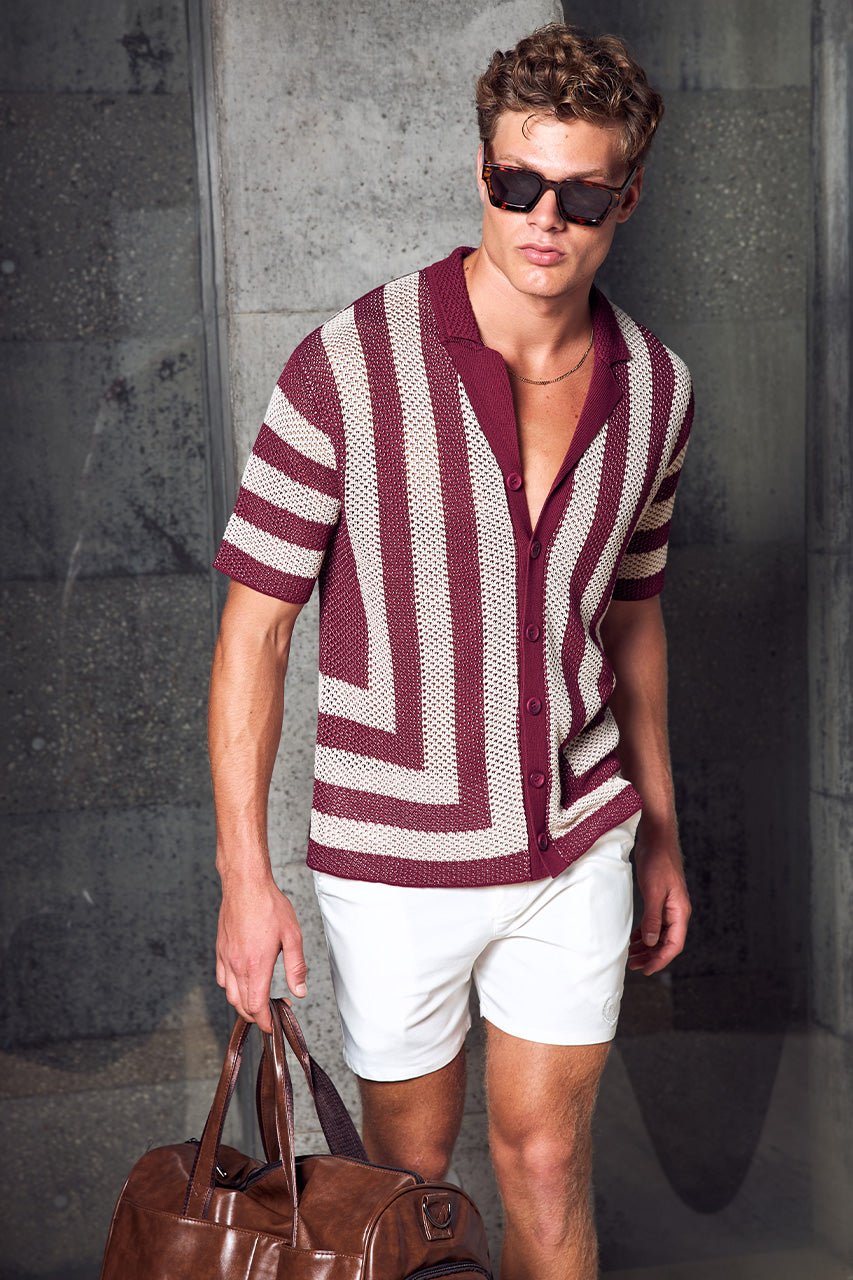 THEO KNIT SHIRT - WINE/SAND - THEOSHORTSLEEVEKNITSHIRT-BURGUNDY_SAND-2