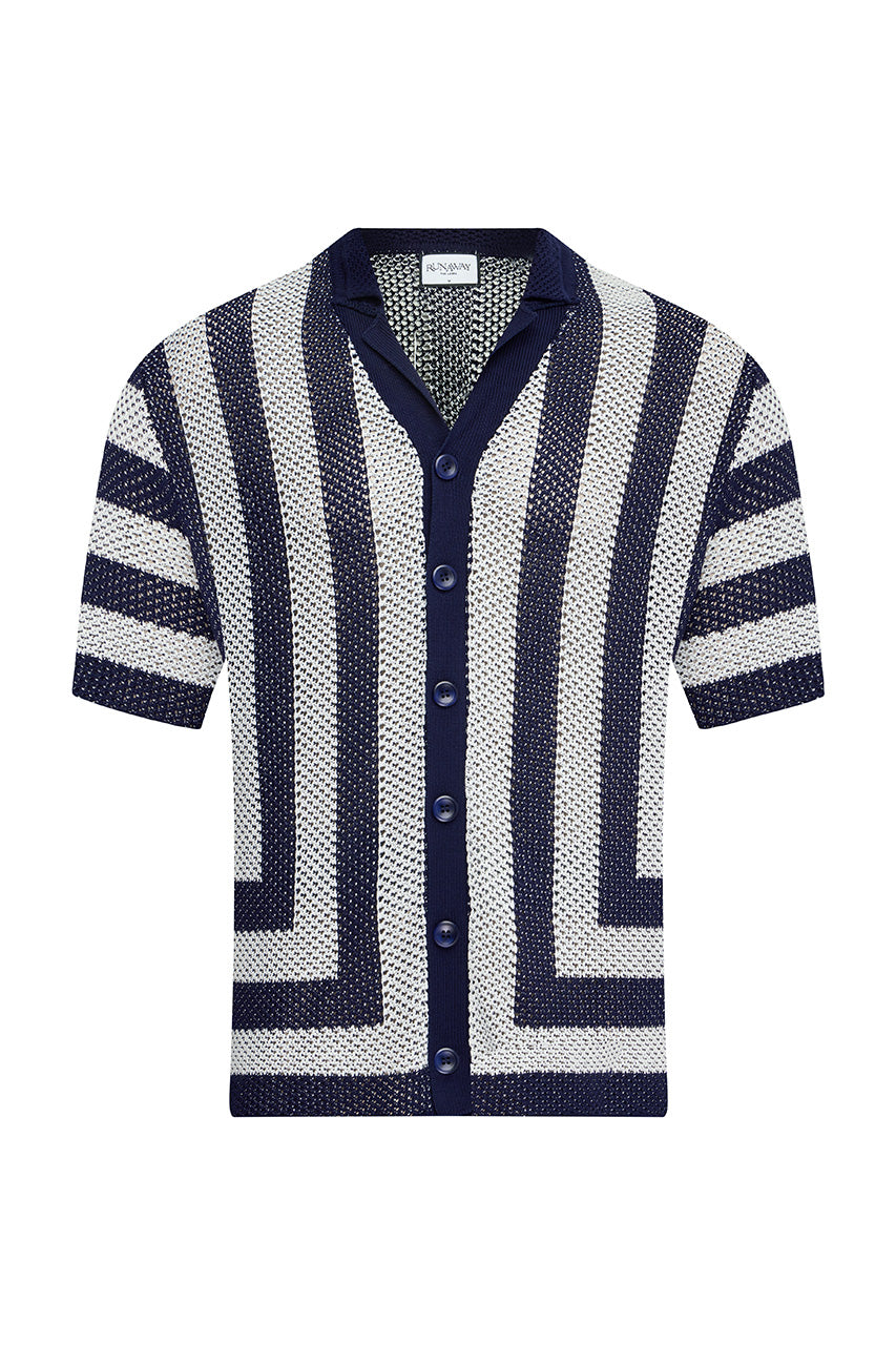 THEO KNIT SHIRT - NAVY/WHITE - THEOSHORTSLEEVEKNITSHIRT-WHITENAVYXOSCARPANTWHITE-4
