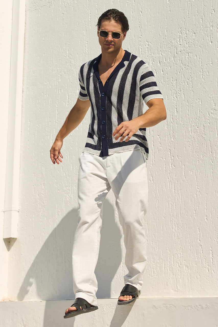 THEO KNIT SHIRT - NAVY/WHITE - THEOSHORTSLEEVEKNITSHIRT-WHITENAVYXOSCARPANTWHITE-5