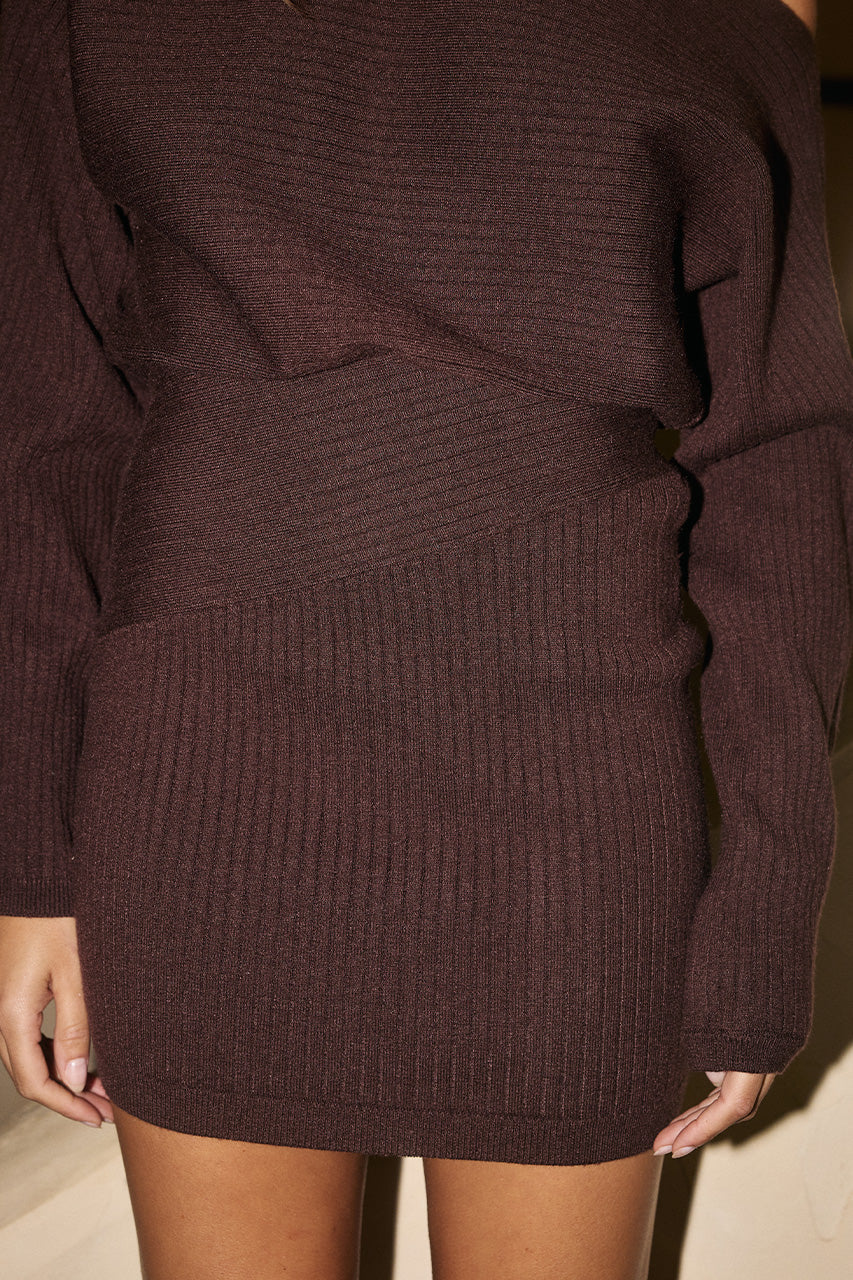 THERESA ONE SHOULDER MINI DRESS - CHOCOLATE - THERESAONESHOULDERMINIDRESS-CHOCOLATE-11