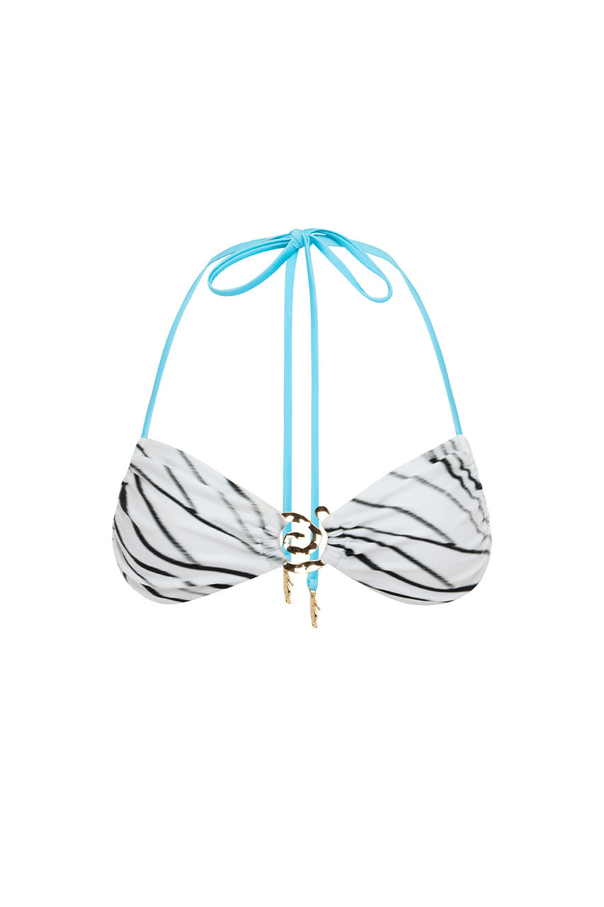 TIAGO HALTER RUCHED BIKINI TOP - CICI WHITE - TIAGOHALTERRUCHEDBIKINITOP-CICIWHITE