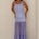TILLIE SHEER BOTTOM MAXI DRESS - PERIWINKLE/LEMON POLKA