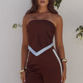 TINA SCARF TOP - CHOCOLATE/SKY BLUE