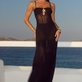 TISHA SHEER MAXI DRESS AND BELLA BRIEF - BLACK