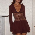 TOMMI LONG SLEEVE MINI DRESS - CHOCOLATE