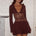 TOMMI LONG SLEEVE MINI DRESS - CHOCOLATE