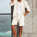 TRISTIAN DRAWSTRING SHORT - SAND/WHITE STRIPE