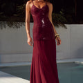 TULIA LOW BACK MAXI DRESS - WINE