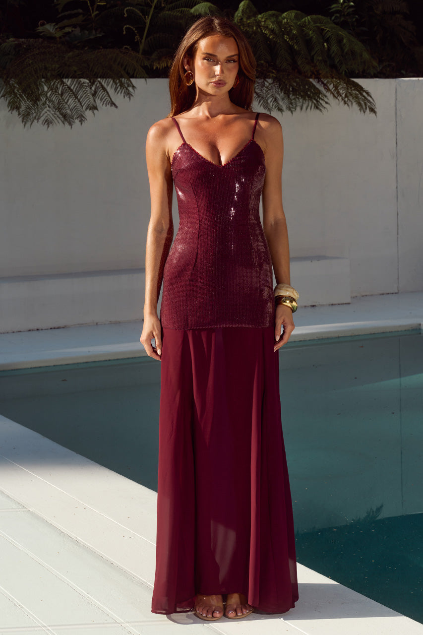 TULIA LOW BACK MAXI DRESS - WINE - TULIALOWBACKMAXIDRESS-WINE