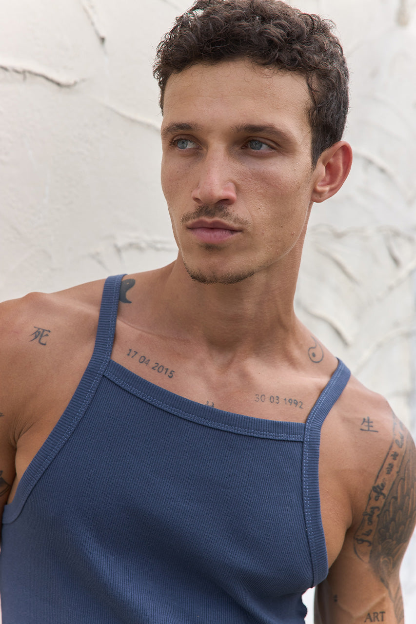 TYLER RIBBED SINGLET - STEEL - TYLERSINGLET-STEEL-1