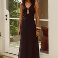 UNITY LOW PLUNGE MAXI DRESS - BLACK