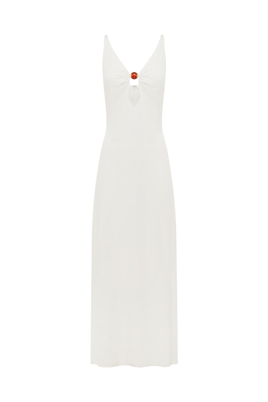 UNITY LOW PLUNGE MAXI DRESS - WHITE - UNITYLOWPLUNGEMAXIDRESS-WHITE