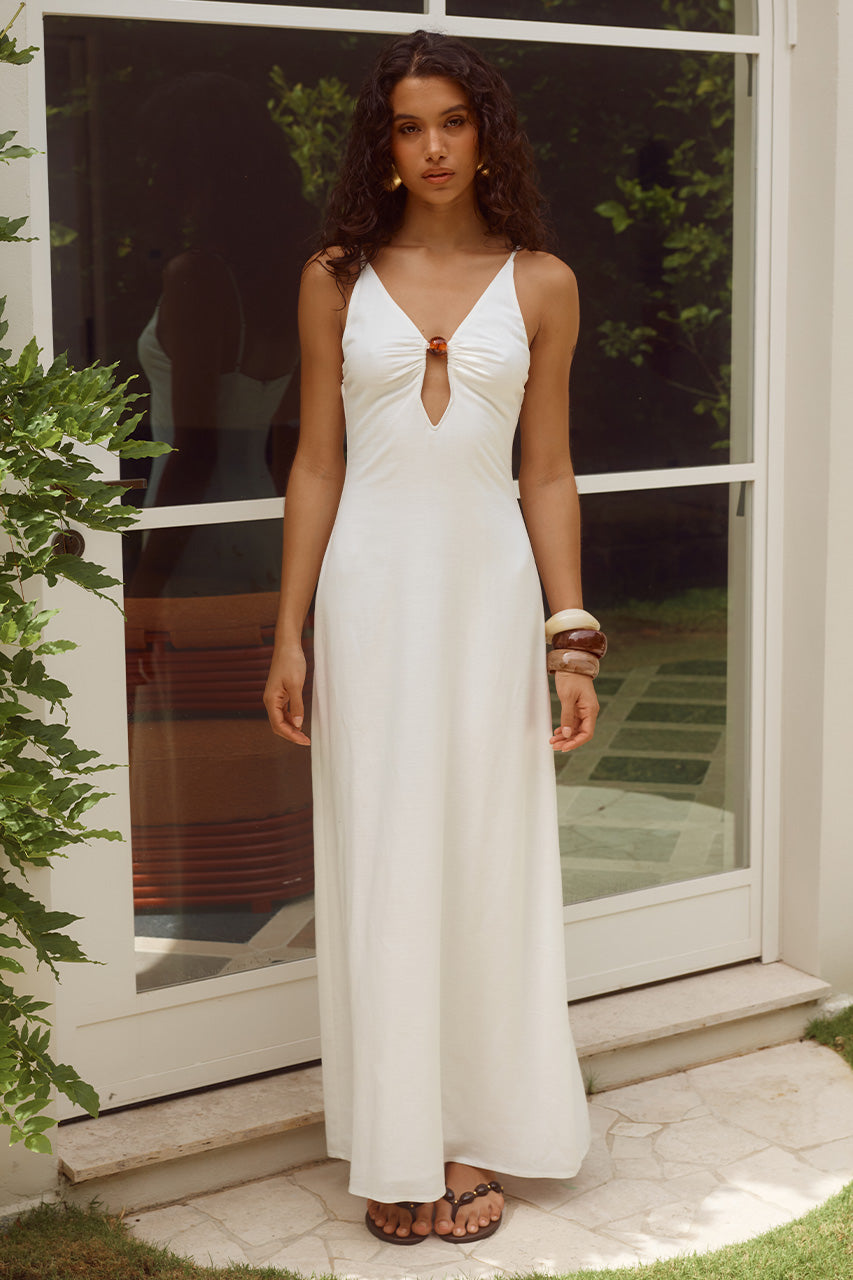 UNITY LOW PLUNGE MAXI DRESS - WHITE XXL - UNITYLOWPLUNGEMAXIDRESS-WHITE_-09