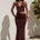 VALERIA HALTER CUTOUT MAXI DRESS - CHOC/LEMON POLKA