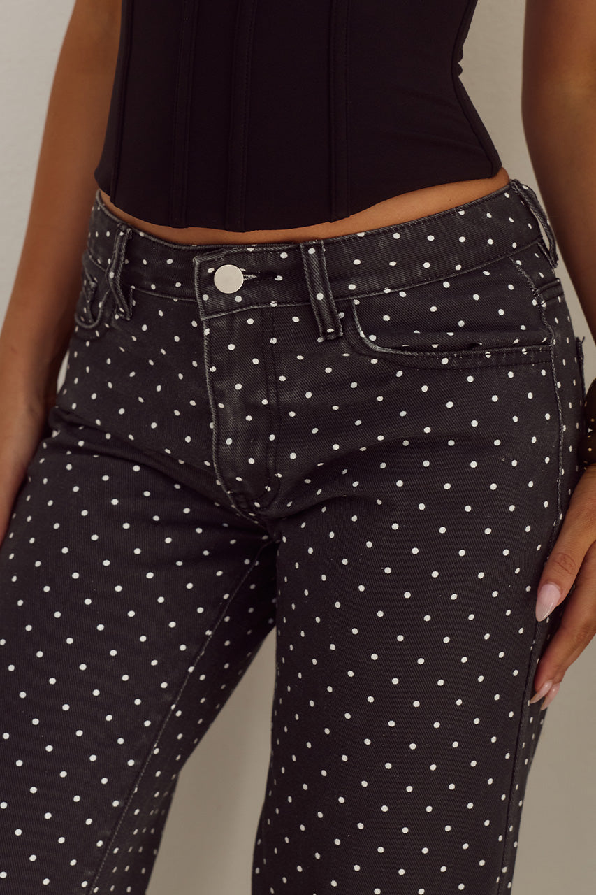 ZAVIER STRAIGHT LEG JEANS - BLACK/WHITE POLKA - VALERIELACETRIMBUSTIER-BLACKXZAVIERSTRAIGHTLEGJEANS-BLACKWHITEPOLKA-03