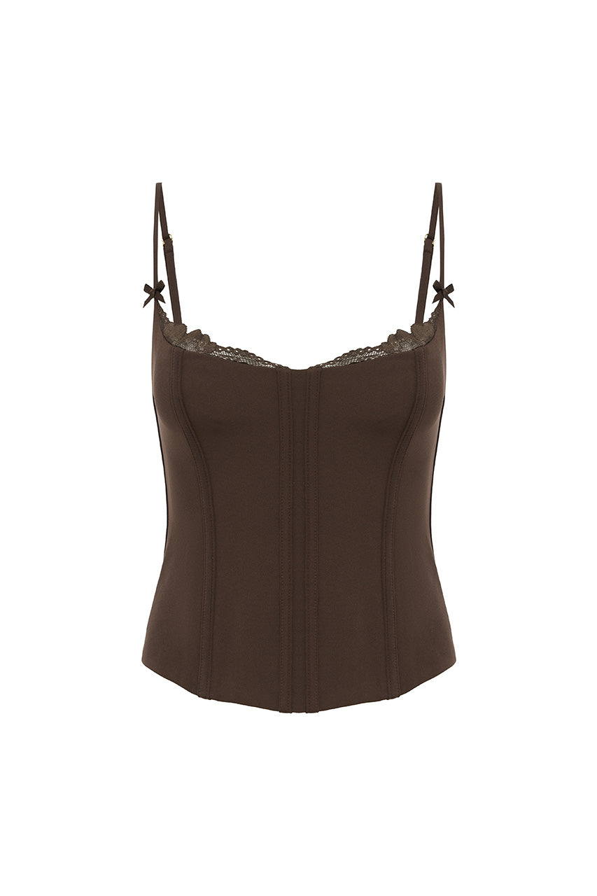 VALERIE LACE TRIM BUSTIER - CHOCOLATE - VALERIELACETRIMBUSTIER-CHOCOLATE