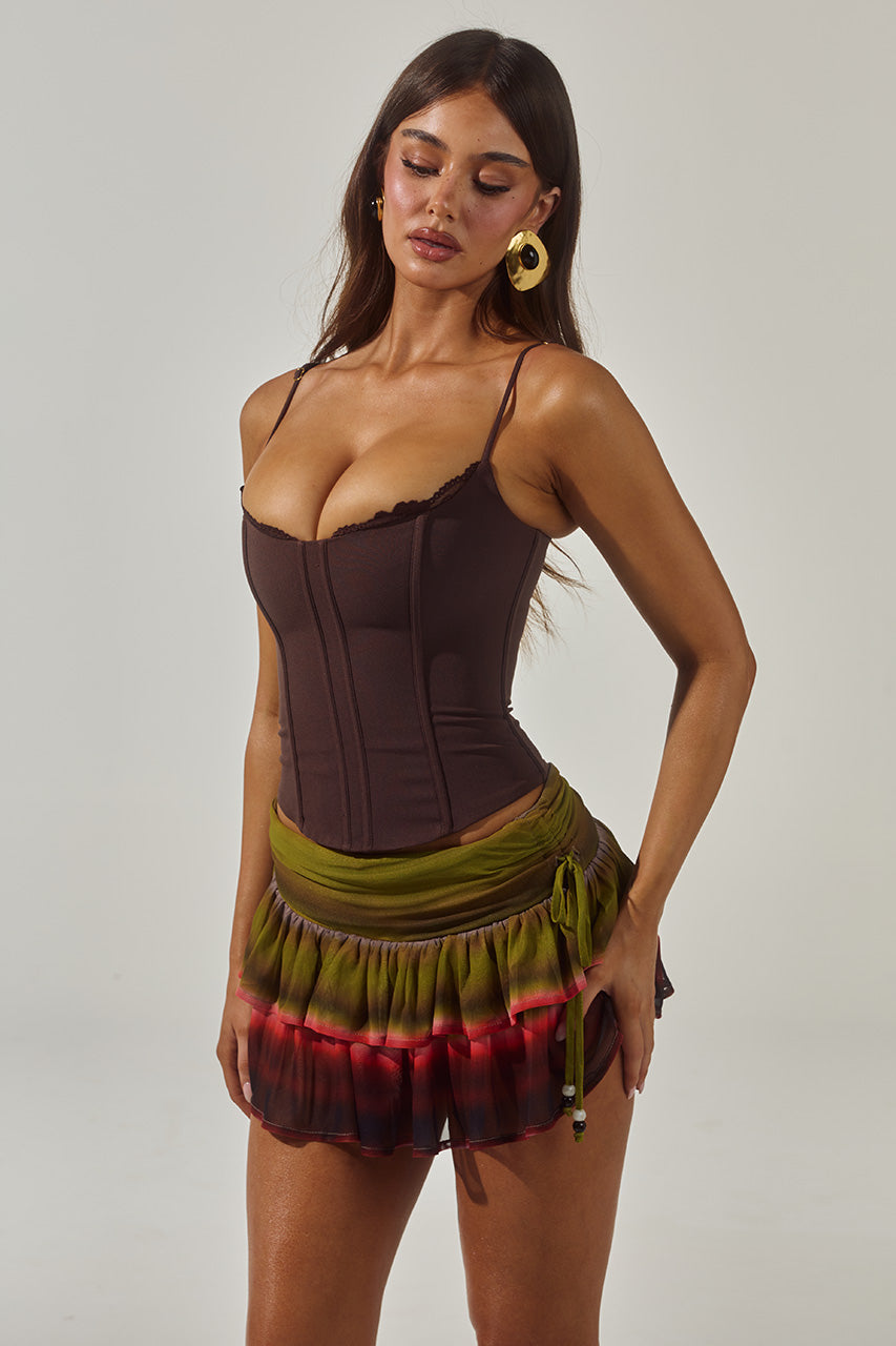 VALERIE LACE TRIM BUSTIER - CHOCOLATE - VALERIELACETRIMBUSTIER-CHOCOLATEXDANIELLARUCHEDRUFFLEMINISKIRT-ANABELLRED-3