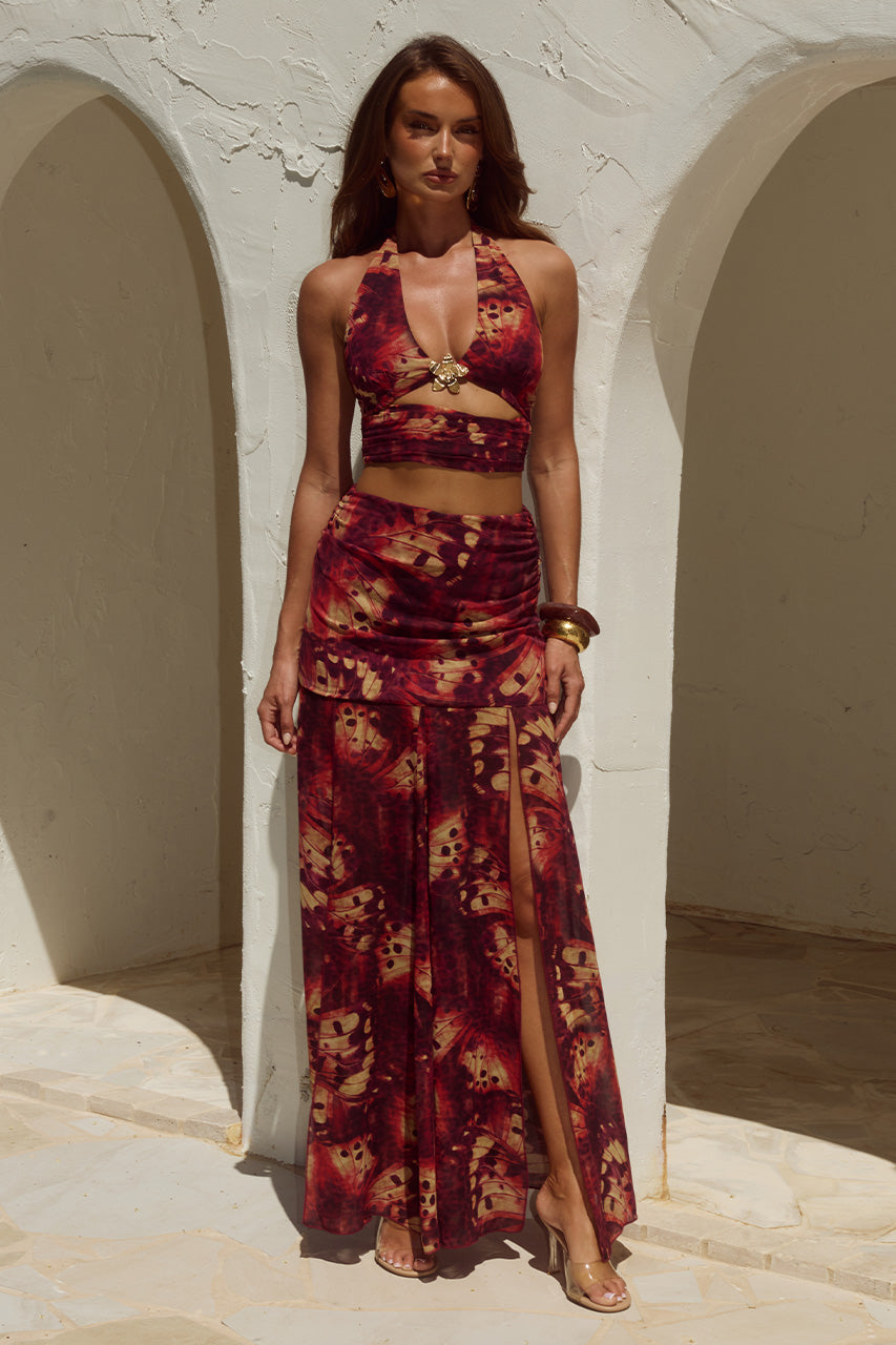 VALLETTA HANDKERCHIEF MAXI SKIRT - ELIANA RED - VALLETTADEEP-VHALTERTOPxVALLETTAHANDKERCHIEFMAXISKIRT-ELIANARED-1