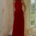 VANESSA HIGH NECK MAXI DRESS - CHERRY